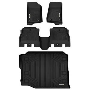 YITAMOTOR Black TPE All-Weather Floor Mats for 2018-2025 Jeep Wrangler JL Unlimited 4-Door with 1st 2nd Row & Rear Cargo Liner Custom Fit Floor Liner