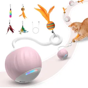 Upgraded Interactive  Toys Ball for Indoor Cats- Ball Features  and Voice Activation, 2 Speed Settings ( and Slow), Interchangeable Tail Attachments for Bored Indoor Cats ()