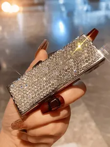 Luxury Fashion Diamond Embellished Pill Box, Shiny Eye-Catching Vitamin Storage Case, Portable Small Compartment, Perfect for Commuting Travel Holidays Shopping Gift, Vitamin Organizer