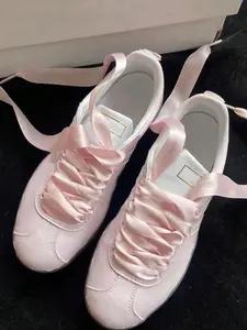 1 Pair Women’s Pink Satin Shoelaces – 120cm Decorative Ribbon Laces for Sneakers, Trainers, Flats, Canvas & Wedding Shoes