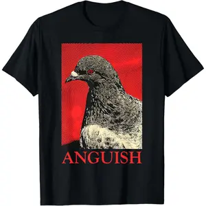 Casual Round Neck Shortsleeve Fashion Cotton Graphic Tees Streetwear Anguish Pigeon vintage T-Shirt