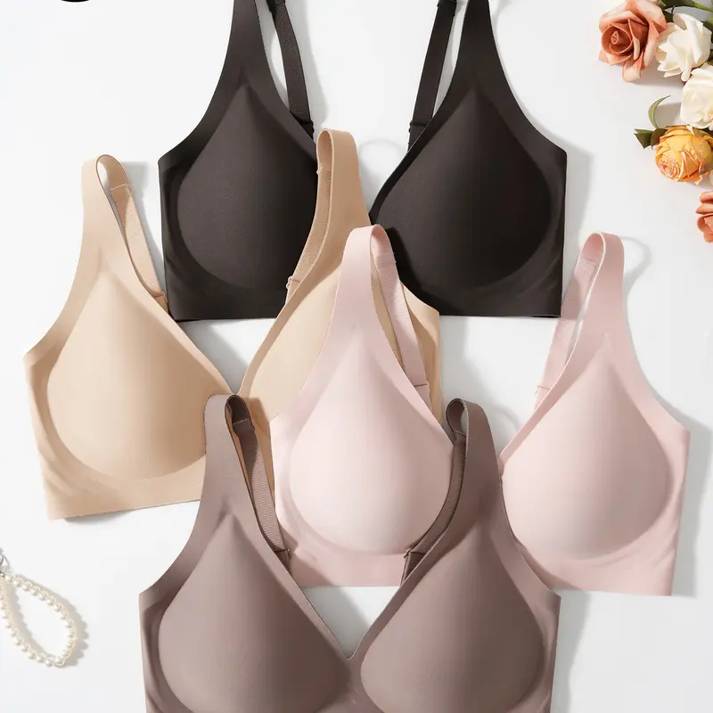 1/4 Pcs Jelly Bra Bralettes, Sexy Push-Up Wireless No Underwire Adjustable Strap Bralette Leopard Print, Medium Support, Slim-Fitting, 3/4 Coverage, All Seasons Women's Underwear Bras