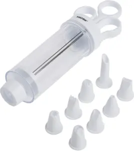 9-Piece Cupcake Injector and Decorating Icing Set – Stainless Steel Tips with Multicolor Accents – Perfect for Filling and Decorating Cupcakes, Pastries, and Desserts