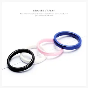 Manufacturers wholesale ceramic ring simple fashion 3MM inside and outside arc plate four-color couple ring diamond ring