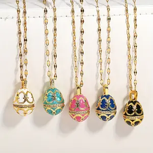 Easter Egg Glass Pendant, Micro Crushed Stone Design, Stainless Steel Religious Jewelry, Unisex Easter Party Decoration Accessory, Christian Gift for Men Women motivational retro boyfriend husband permanent health sporty pure copper men's bracelet money