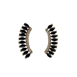 Party Earring - Black Beads with Gold Accents, Elegant Design, Perfect for Any Occasion