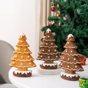 Christmas Gingerbread Tree Decoration, Creative Cute Resin Craft Gift, Home Desktop Window Bookshelf Fireplace Ornament