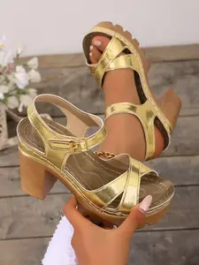 Women's High Heel Thick Sole Sandals, Strapless Open Toe, Fashionable Fairy Style, Perfect for Daily Wear, Shopping, Dates, Formal Events