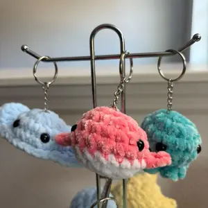 Crochet sea animal keychains handmade whale stingray octopus