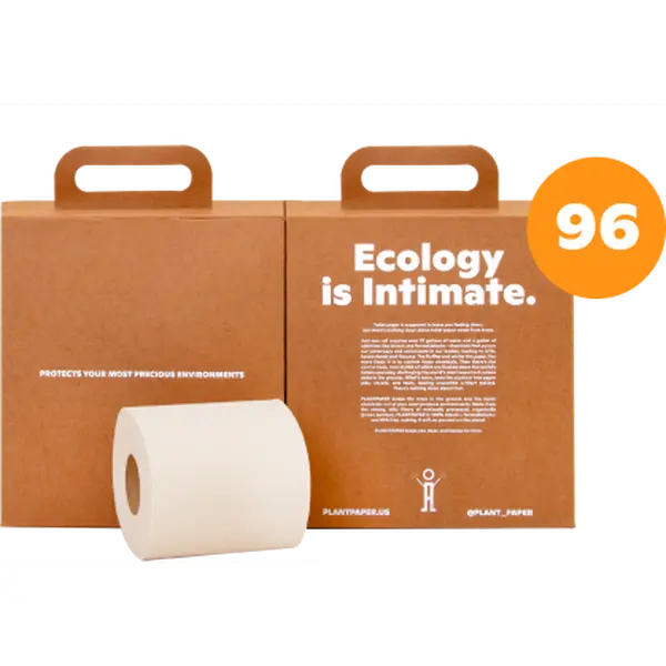PlantPaper Toxin-Free Bamboo Toilet Paper (96 Rolls) | Bleach-Free, PFAS-Free, Double-Sided Sheets