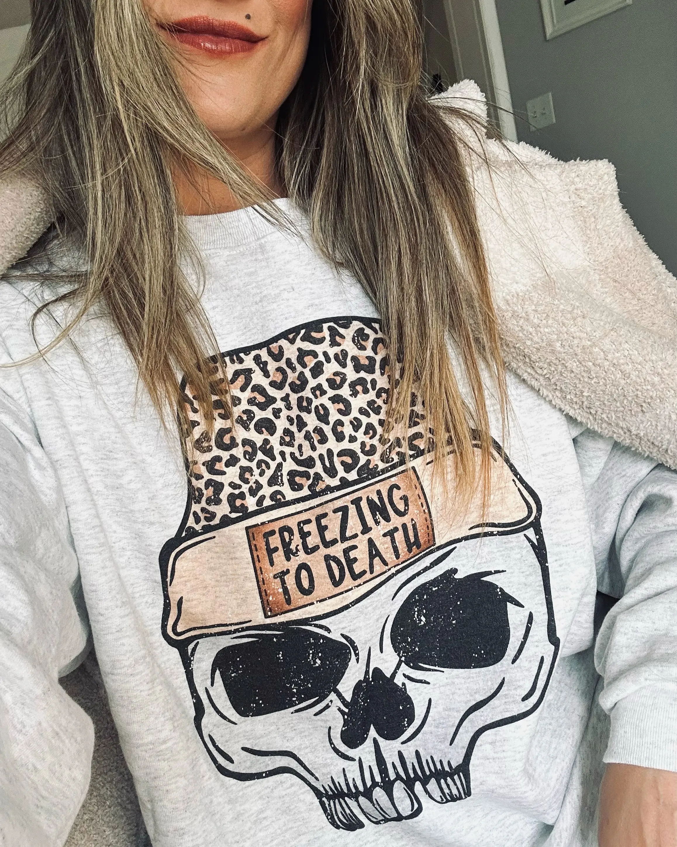 Freezing to Death Skull ~ Unisex Crewneck Sweatshirts Printed in the USA