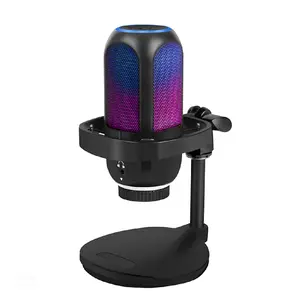 APAKAI 001 USB Gaming Microphone for Podcast Recording, Dynamic RGB Mic with Quick Mute, headphone jack, Gain Knob, Volume Control, Desktop Mic for PC Gamer, XLR mic for audio interface mixer, for USB-C Smartphone