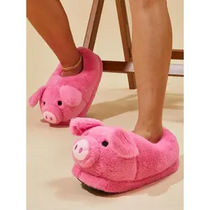 Women's Cute Pig Design Plush Slippers,?Fun?Soft Comfortable Home Slippers, Warm Slippers for Indoor & Outdoor Use for Fall & Winter
