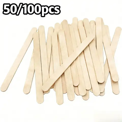 50/100Pcs Wooden Craft Sticks, Ice Cream Sticks Natural Wood Popsicle Craft Sticks, 11.4cm Length Treat Sticks Ice Pop Sticks for DIY