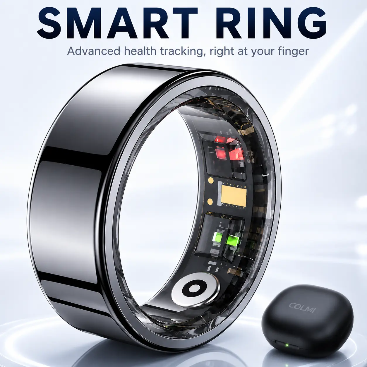 Smart Ring for Women & Men, Fitness Tracker Ring with Step Counter, Waterproof Smart Wearable for Daily Activity Tracking