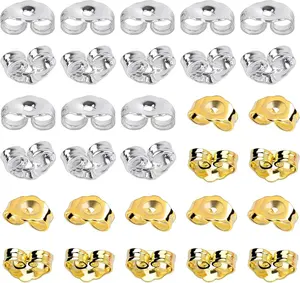 Easter Gift  30Pcs/15 Pairs Earring Backs for Studs Locking, Silver and Gold Earring Back Replacements Secure Ear Lockings