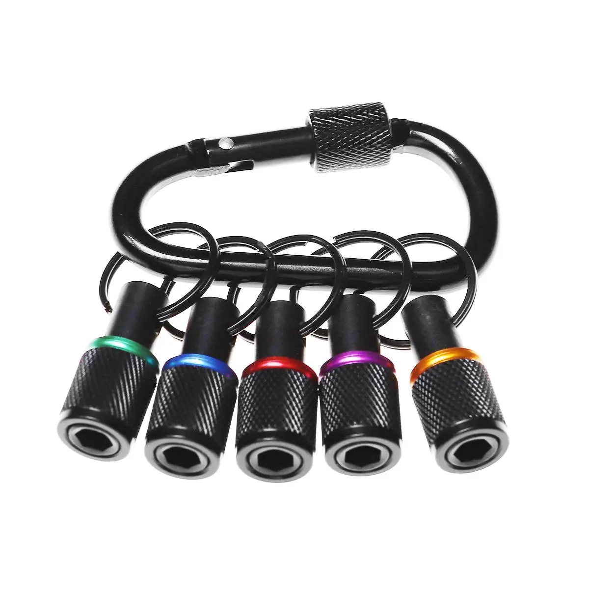 Enhanced Non-Slip Bit Holder Key Chain 6pc, Drill Bit Holder for 1/4 Inch Hex Shank Bits, Bit