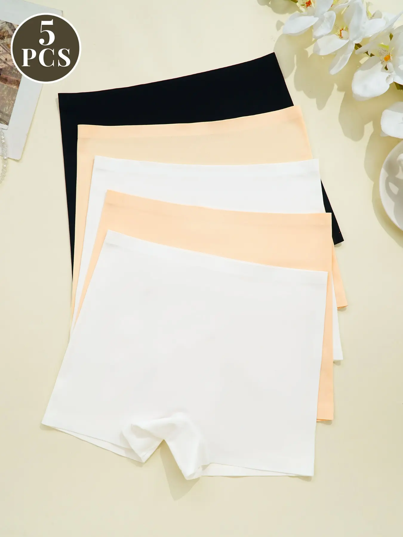 5-Pack Seamless Breathable Solid Color Comfort Women's Low-Waist Safety Underwear, Casual Fitted Panties for All Seasons