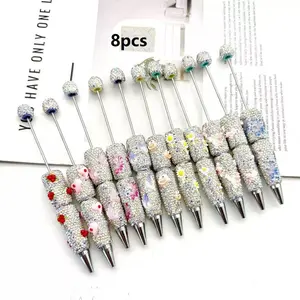 8-Pack DIY Glow-In-The-Dark Beaded Glitter Gel Pens, Ink Creative Holiday Stationery, School Supplies, Fashion Writing Office Essentials, Set With Pen