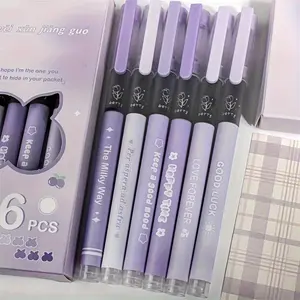 0.5mm Signature Pen, 6 Counts/set Cute Cat Pattern Gel Pen, Writing Pen for Students, Office Stationery & Supplies