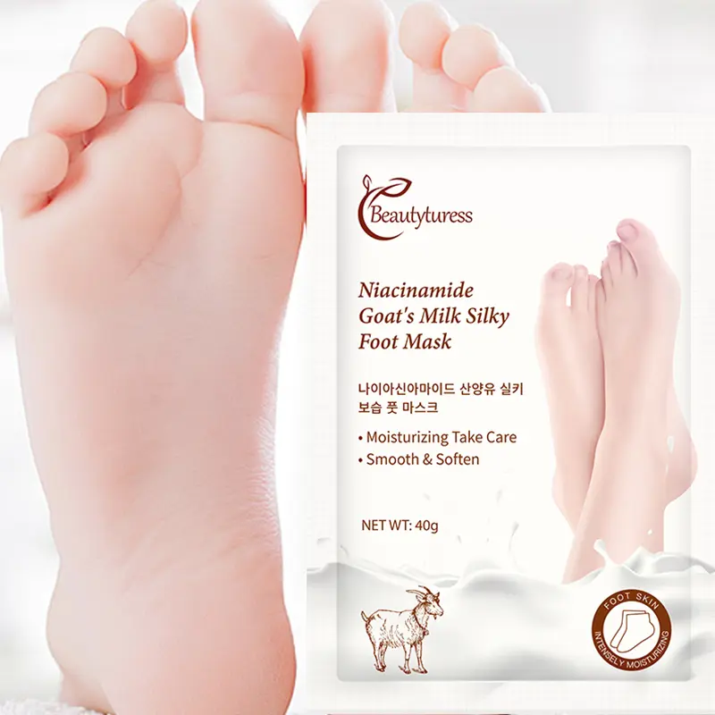 Niacinamide Goat's Milk feet Mask  – Deep Nourishing Treatment for Cracked Heels, Brightens Skin Tone & Softens Calluses, Baby-Smooth Feet Renewal