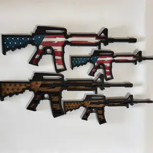 Wooden Patriotic Gun Decor Hanging Hangable