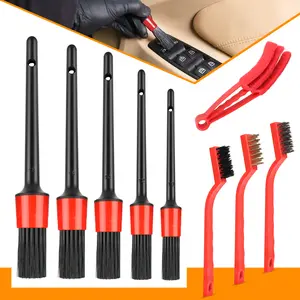 9Pcs Car Detailing Brush Set – Soft Detail Brushes + Wire Brushes + Vent Brush for Auto Interior, Dashboard, Engine, Wheel, Tire Cleaning Tools,Premium Cars Accessories & Practical Car Stuff
