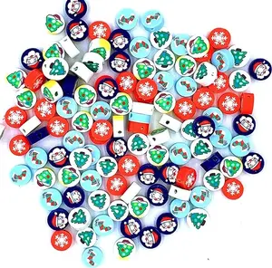 120pcs Christmas Polymer Clay Beads, Assorted Clay Beads for Jewelry Crafts Making ( Christmas)