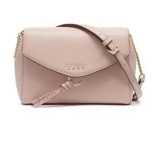 DKNY Lola Flap Leather Crossbody Cashmere (Soft Pink)