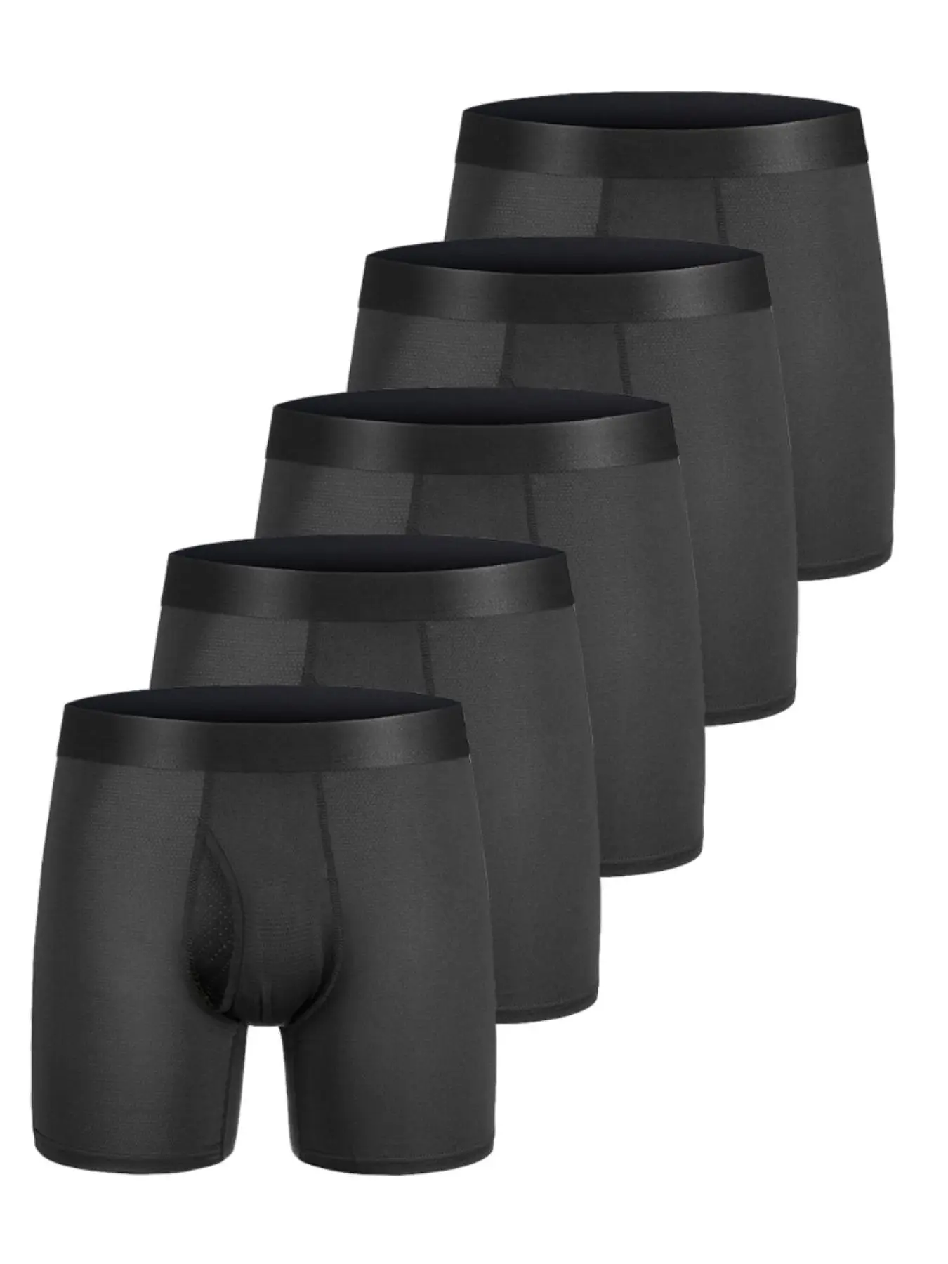 Men's 5/10pcs Solid Color Sports Boxer Brief, Casual Comfy Breathable Underwear for Daily Outdoor Wear, Men's Underwear for All Seasons