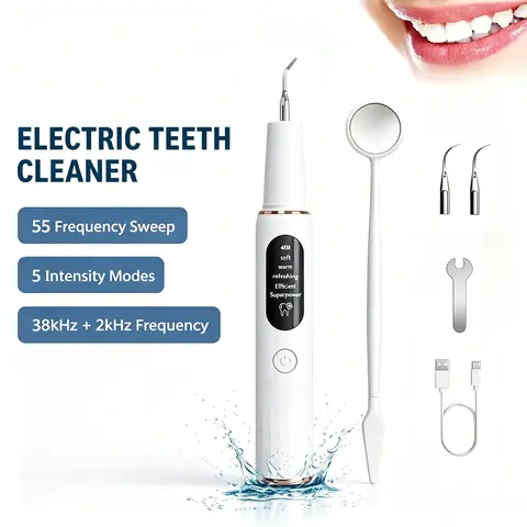 Remover for Teeth, Electric Tooth Cleaner Tartar Remover for Teeth with LED Light,5 Modes Rechargeable Teeth Cleaning Kit with Dental Tools Cleansing，teeth cleaning #SummerVibes