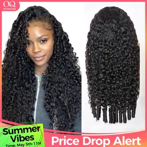 OQ HAIR Full Burmese Curly 13x6 Lace Frontal Glueless Wigs #4 Chocolate Brown Color 220% Density Water Wave Virgin Human Hair Wigs Pre Plucked Natural Hairline #SummerVibes