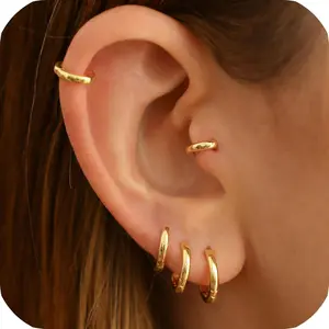 925 Sterling Silver Small Hoop Earrings for Women,Gold or Silver,14K Gold Plated Tiny Huggie Earrings fit Cartilage,Helix,Tragus,Earlobe Piercing Jewelry,Lightweight&Hypoallergenic,5mm/6mm/7mm/8mm/9mm