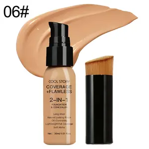 2-Piece Foundation Set with Brushes, Long-Lasting Coverage, Conceals Imperfections, Suitable for Dry Oily Sensitive Skin, Party Makeup