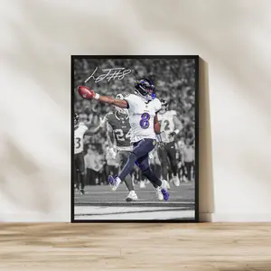 Lamar Jackson Poster Baltimore Ravens  Poster, Football Wall Decor Sports Fan Gift, for Sports Fans & Home Office Display, Poster Football Gifts - Unframed