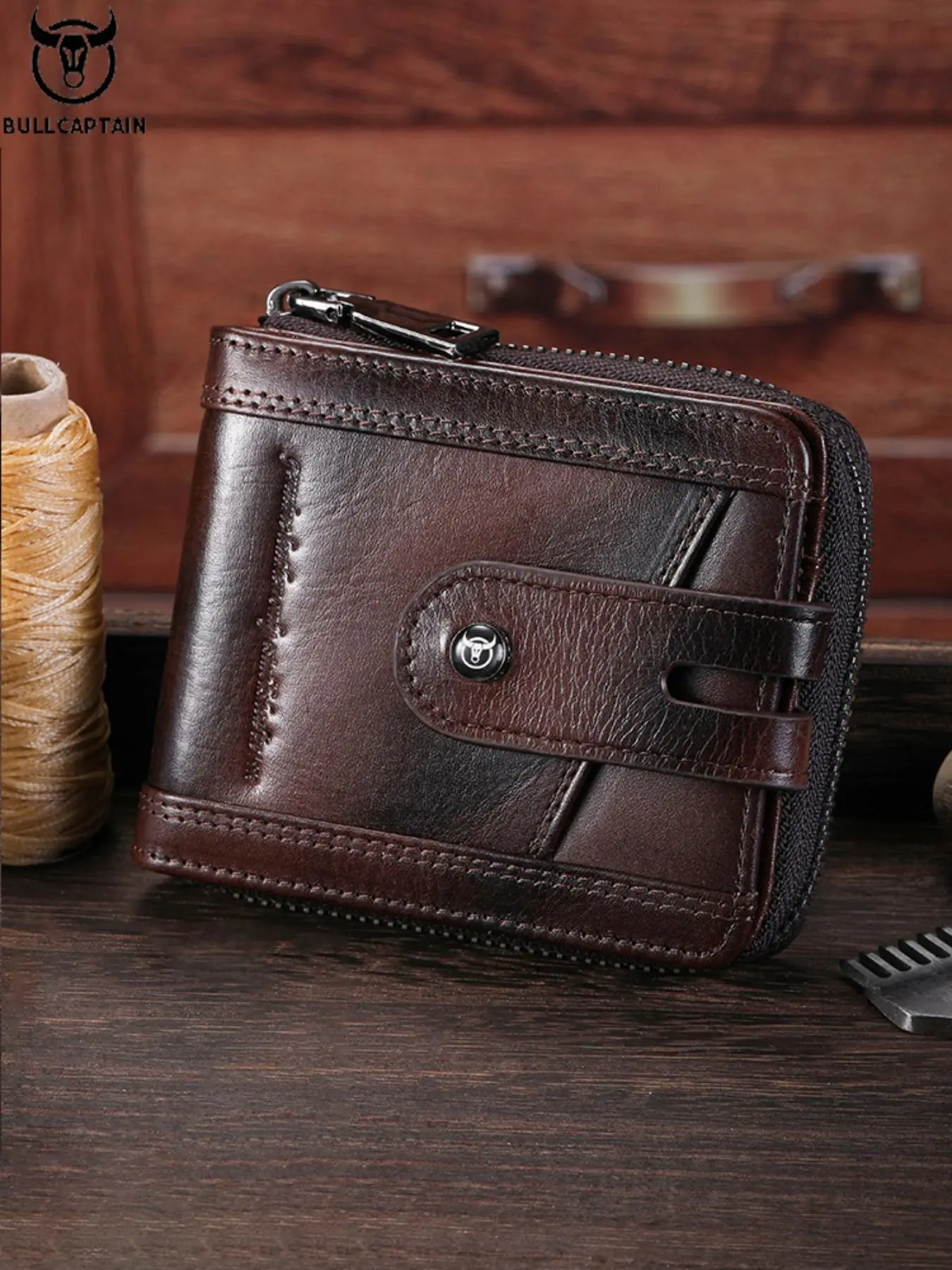 Men's Vintage Ombre Color Short Leather Wallet, Casual Multi Card Slot Wallet for Daily Used, Retro All-match Anti-theft Wallet for Men, Bifold Leather Wallet, Vintage Style Wallet, Bifold Wallets