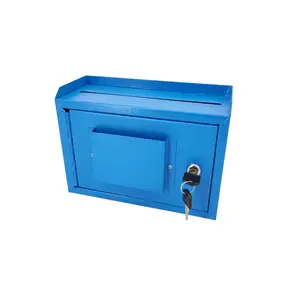 FixtureDisplays® 9.85" W x 7.2" H x 4.5" D, Metal Multipurpose, Donation Box,Cash and Mail Box,Suggestion Box 15211 blue-NEW-NF