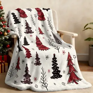 1 piece of retro Christmas wood-themed blanket, a variety of artistic Christmas tree snowflake star element flannel blankets are suitable for many occasions such as sofa, bedroom, travel, soft, skin-friendly and machine-washable home decoration