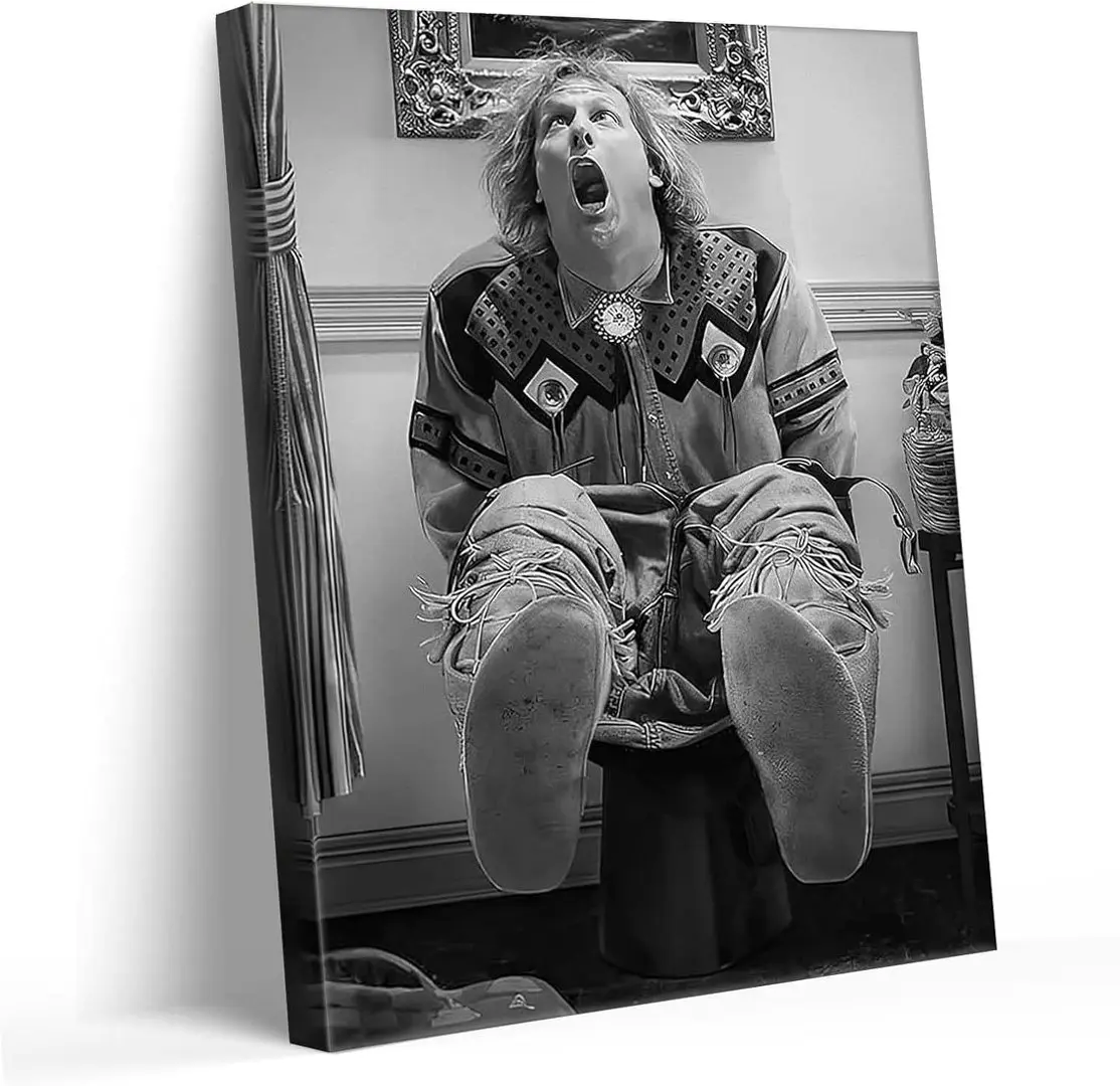 Funny Bathroom Wall Art Dumb and Dumber Toilet Poster Prints Framed Black and White Canvas Wall Art Humour Comedy Movie Men Sitting on Toilet Pooping Pictures Bathroom Wall Decor
