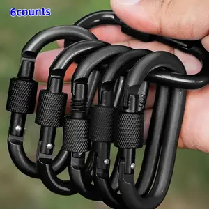 Aluminum Carabiner Clips, D Ring Spring Hook with Screw Door, Outdoor Activities: Hiking, Camping, Backpacking, Fishing, Keychain