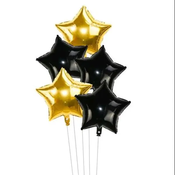 5 18in black and gold star balloons 5 18in black and gold star balloons