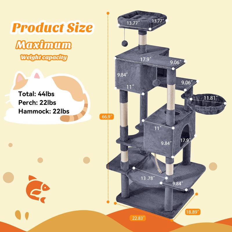 【New Size】 Cat Climbing Shelf, Post Cascading Cat Climbing Shelf, Indoor Playhouse, Cozy Nest, Durable, Space-Saving Design, Gift for Pet Owners