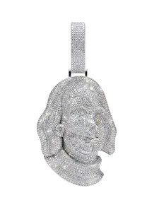 ⑥④SPACEICE Moissanite/CZ Diamonds Iced Out Benjamin/Franky Character Pendant Necklace | Solid meta| 3 Inch 110g Heavyweight Hip Hop Jewelry for Men Women