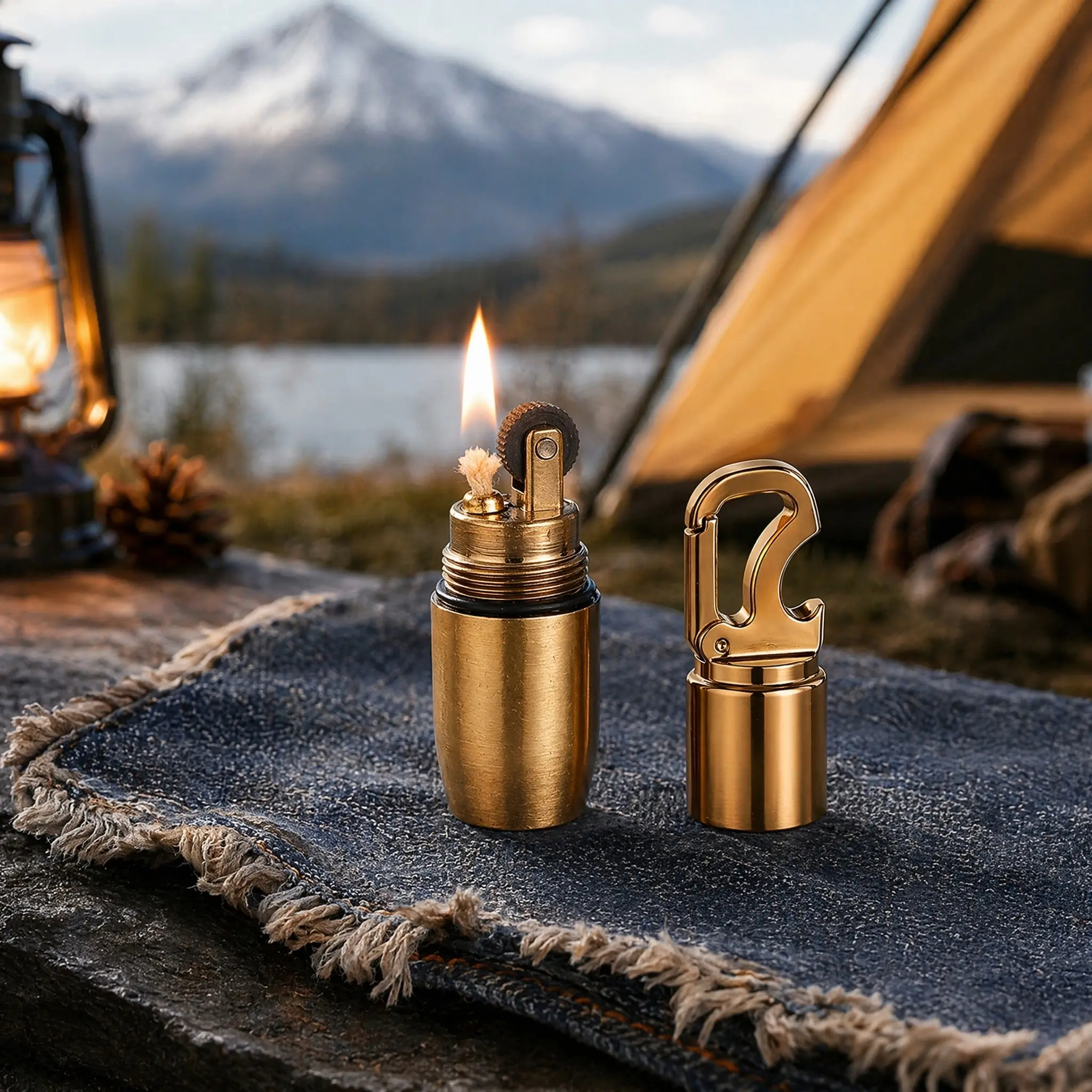 Portable Mini Metal Keychain Lighter with Bottle Opener & Magnetic Base – Refillable EDC Pocket Tool for Camping, Hiking, Fishing, Travel & Everyday Carry, Great Gift for Dad & Husband (Fuel Not Included)