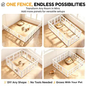 Clear View, Happy Pet! – 23.62" Acrylic Transparent Playpen 12 Panels | DIY Free Layout for Puppies Cats Rabbits | Easy Assemble Indoor Whelping Cage Play Pen,summervibes