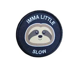 imma little slow sloth meme  3" circle removable morale patch with hook and loop backing
