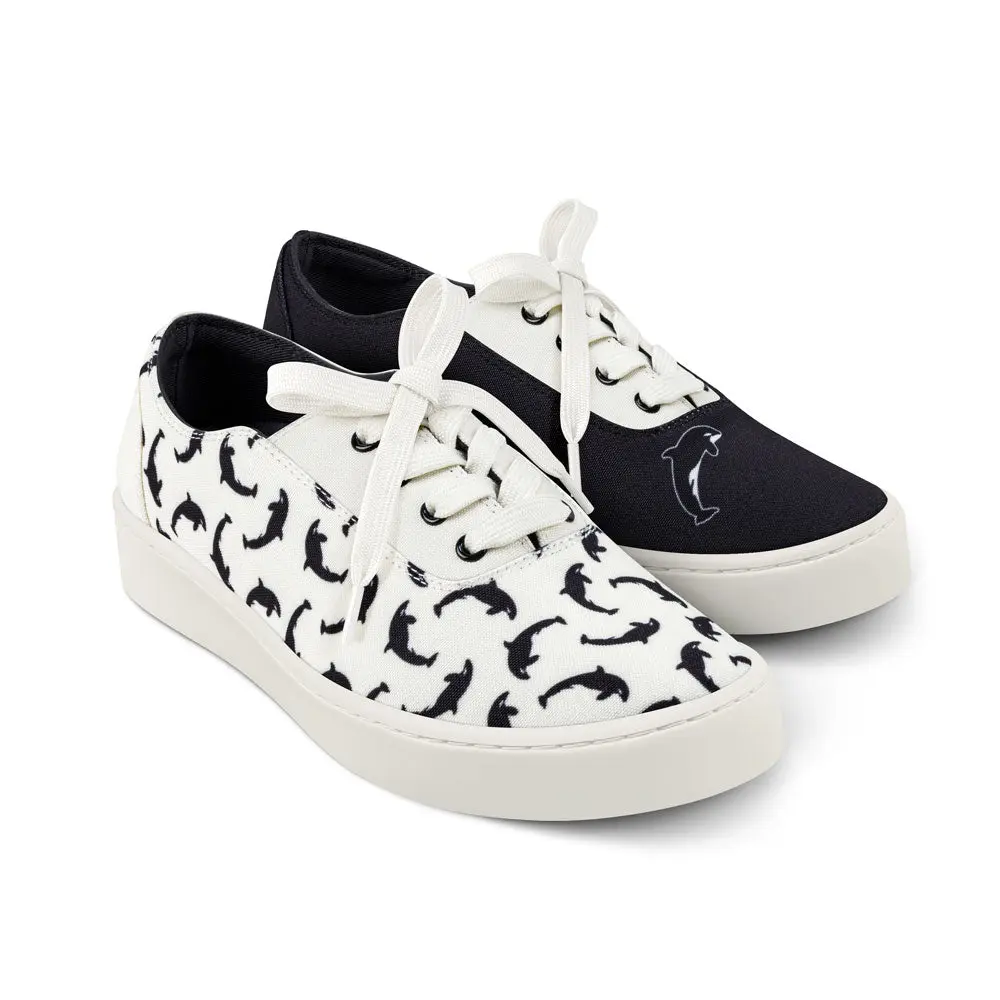 Oceanic Sneakers | Quirky Maximalist Mismatched Orca Whale Shoes by Hot Chocolate Design