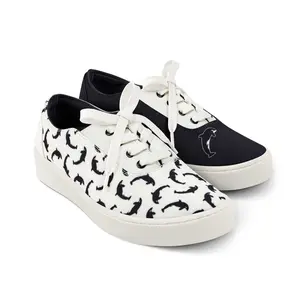 Hot Chocolate Design Oceanic Casual Sneaker with Printed Fabric Upper Soft Inner Sole Cushioned for Comfort Removable Sole 4 Eyelet Lace Up Design
