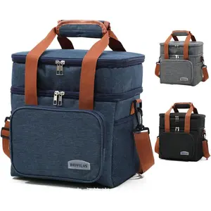 Insulated Lunch Box for Men & Women Collapsible Leakproof Double Cooler Bag Large Capacity Travel Camping Lunch Bags for Work