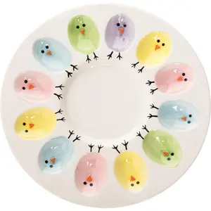 Deviled Egg Platter Holder Easter Chicks Plates Egg Serving Tray for Dozen Deviled Eggs